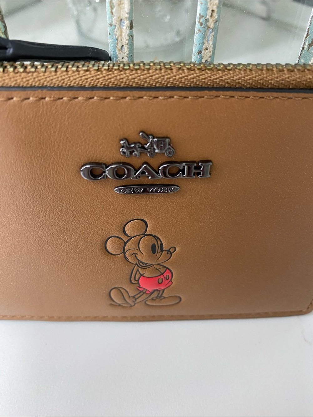 Coach x Disney Brown Mickey Zip Card Case - Picture 4 of 8
